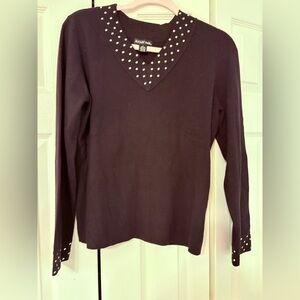 August Max Black Polka Dot Long Sleeve Top